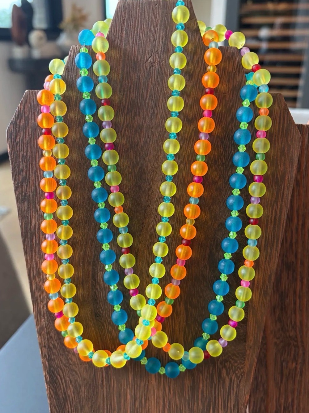 Multicolor Beaded Women's Necklace - Vibrant Summer Colors - Picture 2 of 6